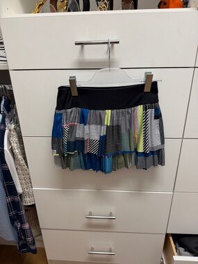 Lucky in Love Black-Waist Multi-Color Pleated Ruffle Mini Skirt